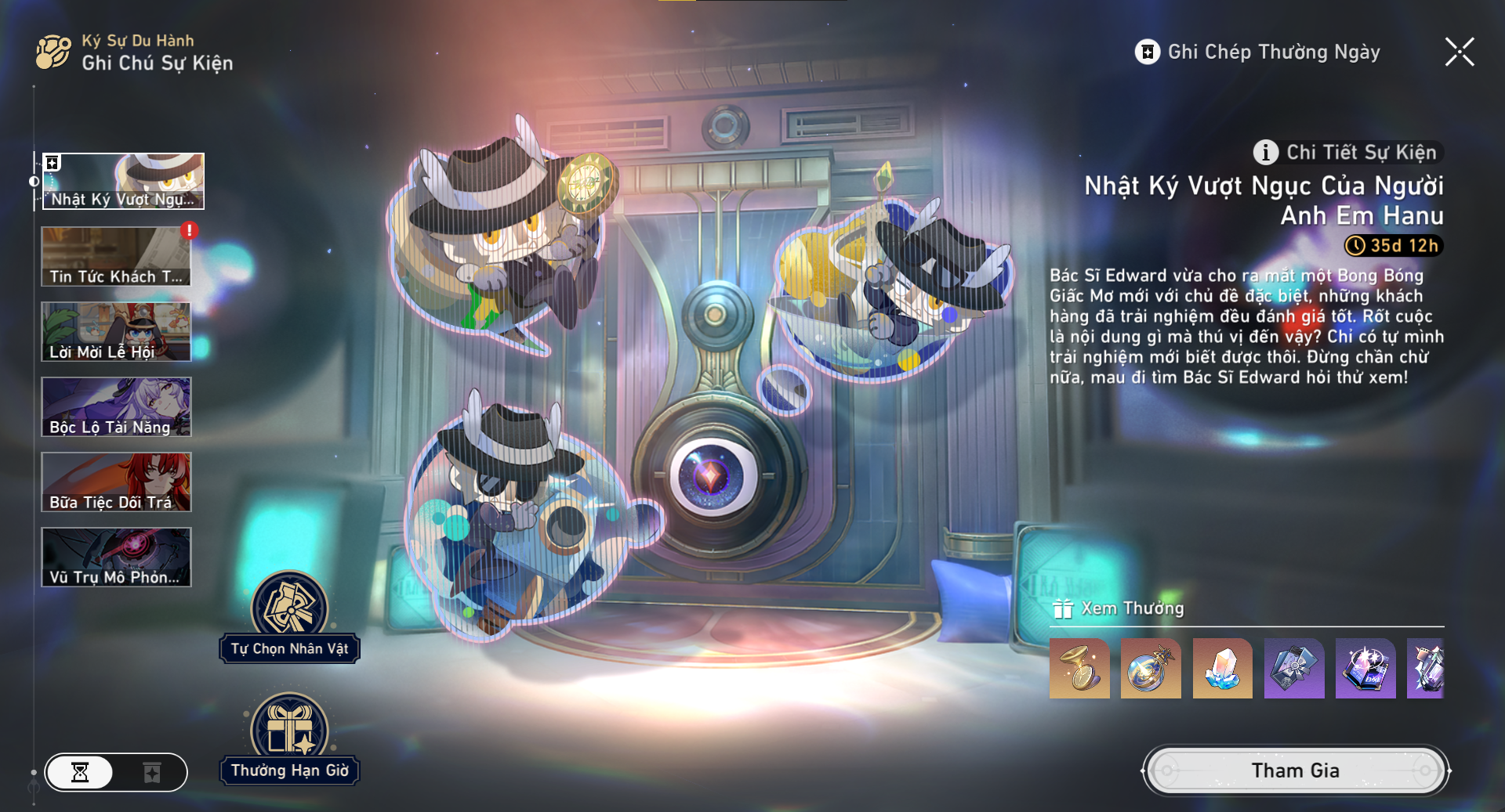 [HSR] Gói cày Full Event "Nhật Ký Vượt Ngục Của Người Anh Em Hanu" - Ghi Chép Thường Ngày
